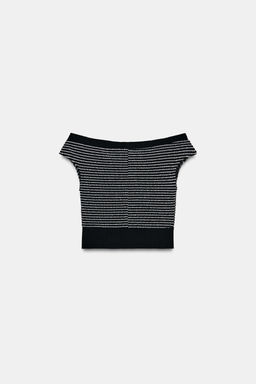 TOP BOUCL? RAYAS / Negro / Crudo - Zara фото 8