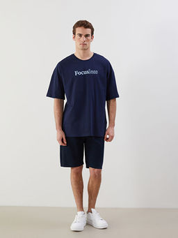 Bisiklet Yaka K?sa Kollu Bask?l? Penye Erkek Ti??rt