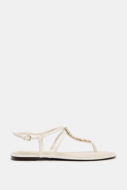 SANDALIA PLANA APLIQUES MET?LICOS / Blanco Crudo - Zara фото 3