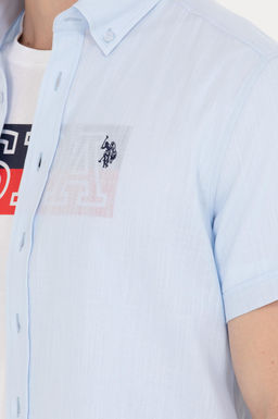 U. S. Polo Assn Мужская голубая рубашка с коротким рукавом - U.s. polo assn фото 7