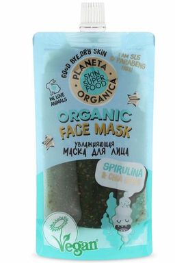 Маска для лица Увлажняющая Spirulina & basil seeds, 100 млSeed / Skin Super Food / Planeta Organica