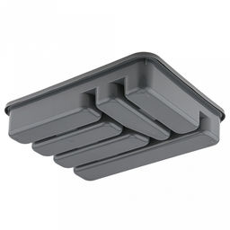 Лоток для столовых приборов пластмассовый 39х31х7см, темно-серый (Россия)