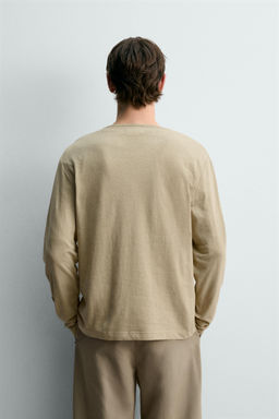 CAMISETA CUELLO PANADERO ALGOD?N - LINO  LIMITED EDITION / Beige oscuro - Zara фото 3