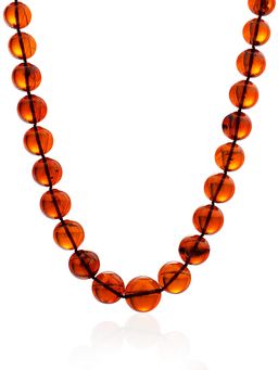 Бусы из натурального янтаря Шар крупный тёмно-коньячный