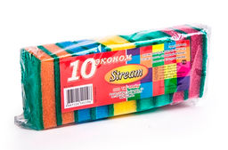 Губка бытовая с чистящим слоем "Эконом Stream" 10шт. 7,5х4,5х2см (гхс002)