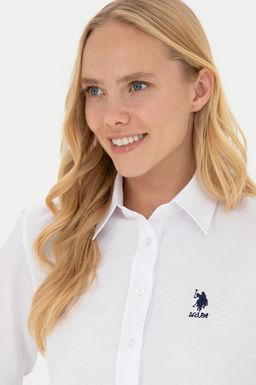 Женская белая базовая рубашка с длинным рукавом - U.s. polo assn фото 9