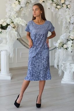 Туника женская из кулирки Льняная палитра-2 синий - Амадэль фото 4