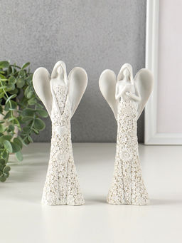 Фигурка полистоун Безликий ангел в цветочном белом платье с сердцем, 20 см, МИКС