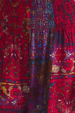 K?rm?z? Etnik Desenli Pacalar? Lastikli Salvar Form Dokuma Pantolon TWOSS25PL00063