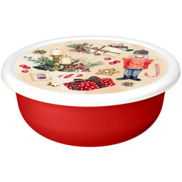 Цена за 2шт. Миска "Modena" 1,2л с крышкой с декором "Игрушки" (красный)
