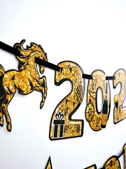 Гирлянда на ленте Новый год 2026, лошади, 150 см