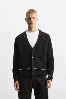 CONTRAST TRIM CARDIGAN