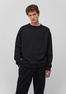 Bisiklet Yaka Siyah Basic Sweatshirt - Mavi фото 2