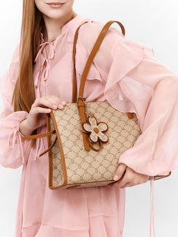 LACCOMA сумка AC326-мишки бежевый эко кожа хлопок фото 5