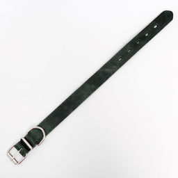 Ошейник кожанный двухслойный 3 см, ОШ 35-47 см, изумрудный - Пижон фото 3