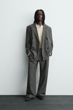 HERRINGBONE WOOL BLEND SUIT BLAZER