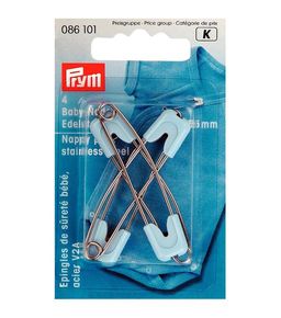Булавки английские PRYM 086101 с пластиковым замком нержавеющий сплав в блистере 4 шт голубой/под никель