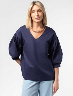 VILATTE / Блузка из премиального хлопка вуали с пышными рукавами