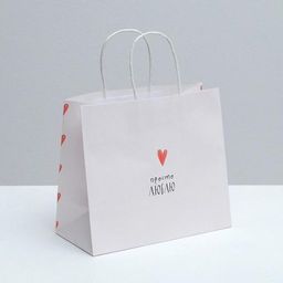 Пакет подарочный крафтовый Просто люблю, 25 22 12 см