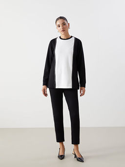 Bisiklet Yaka Renk Bloklu Kad?n Sweatshirt Tunik