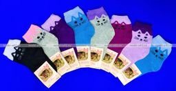 Цена за 12 пар. Лариса носки детские на девочку Кошка внутри махра 15-20 ( длина стопы носка 12-13 см)  фото 4