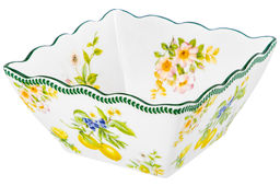 Салатник 16*16*8 см 1 л Лимоны квадрат глубокий, фарфор NEW BONE CHINA