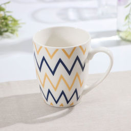 Кружка фарфоровая Доляна Золотой зигзаг, 350 мл, цвет белый