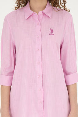 Женская розовая рубашка с длинным рукавом - U.s. polo assn фото 13