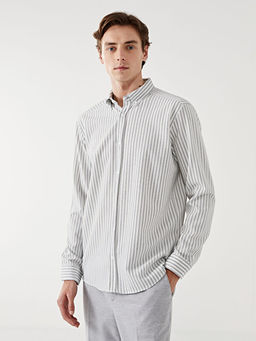 Regular Fit Uzun Kollu ?izgili Erkek G?mlek