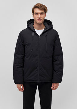 Kapusonlu Siyah Sisme Mont - Mavi фото 4