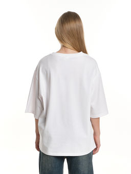 Футболка оверсайз с принтом 22-7453 белый - Mini maxi фото 3