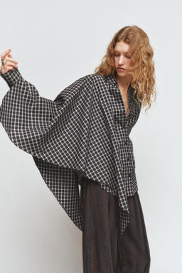 ZW COLLECTION CHECK SHIRT WITH SCARF - Zara фото 3