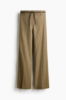 Pantal?n bootcut en mezcla de lino