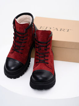 Ботинки 319.taskanabl.Бордо замша+черный/мех