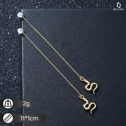 Серьги висячие Цепочки змейки, цвет золото, 11см