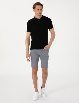 Siyah Slim Fit %100 Pamuk Polo Yaka Triko Ti__rt