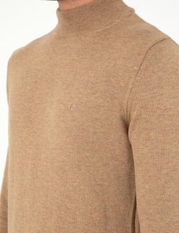 Camel Melanj Slim Fit Yar_m Bal_k__ Yaka Basic Triko Kazak - Pierre cardin фото 7