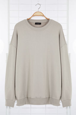 TRENDYOL MAN Gri Oversize/Genis Kesim Yaz? Bask?l? Buyuk Beden Sweatshirt TMNAW25AO00026 - Trendyolmilla фото 6