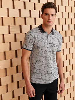 Polo Yaka K?sa Kollu Desenli Pike Erkek Ti??rt