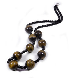 Бусы Планетарные из камня Черный агат и Тигровый глаз 45см улучшают карму, открывают новые возможности