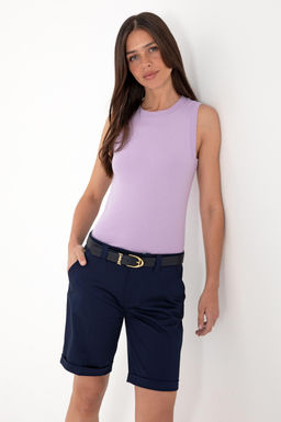 Kad_n Lila Kolsuz Bisiklet Yaka Basic Ti__rt Sepette S_rpriz _ndirim