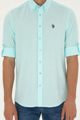 U. S. Polo Assn / Мужская базовая рубашка зеленого цвета с длинным рукавом - U.s. polo assn фото 6
