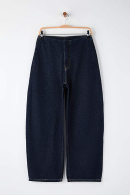 Trendyol Studio Koyu Mavi Bel Detayl? Yuksek Bel Baggy Jeans TWOAW26JE00243 - Trendyolmilla фото 4