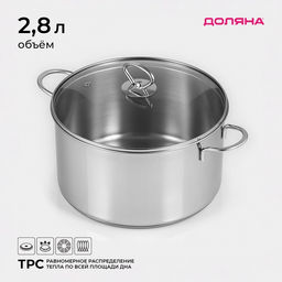 Кастрюля Доляна Грейт, 2.8 л, капсульное дно, индукция, нержавеющая сталь