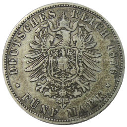 5 марок 1876 года A Германия (Пруссия)