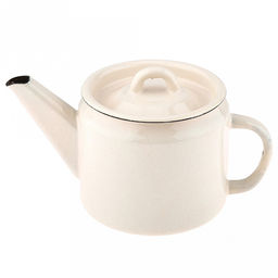 "Жемчужная" Чайник эмалированный 1л, д12см, h10,2см, металлическая крышка, металлическая фиксированная ручка (Россия)