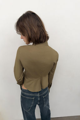 CAMISA POPEL?N BOTONES / Khaki oscuro - Zara фото 5