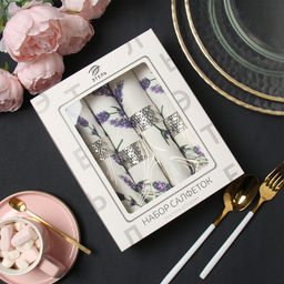 Набор салфеток с декоративными кольцами Этель Lavender, 40?40 см - 4 шт., 100% хлопок, саржа