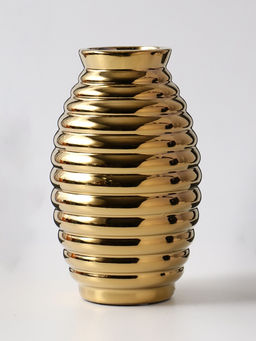 Ваза Дайзи, полосы, 20?11?7 см, керамика, золото