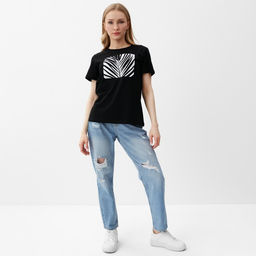 Футболка женская Let's go, чёрная, размер 52